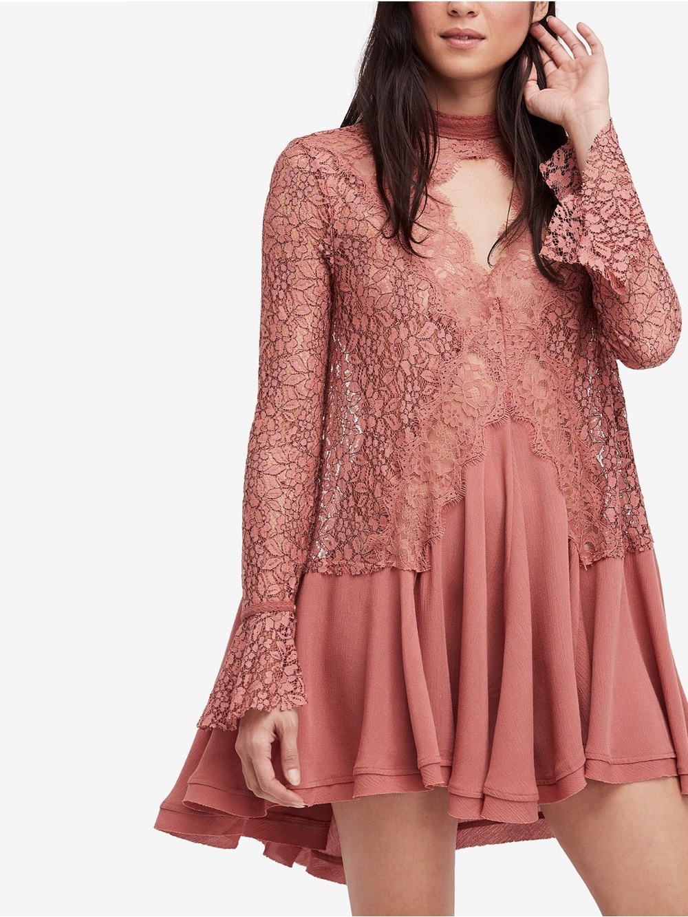NWOT Free People Tell Tale small dress/tunic in dusty mauve